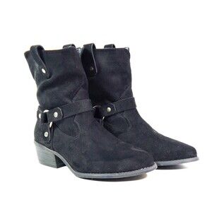 Torrid Black Faux Suede Textile Mid-Calf O-Ring Boot Item #41470129 Size 7WW